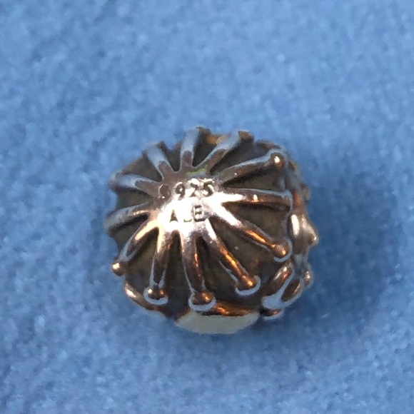 Authentic Pandora two tone Hatched heart Charm / EUC / s925 ALE / 790430 / RARE - Picture 5 of 7